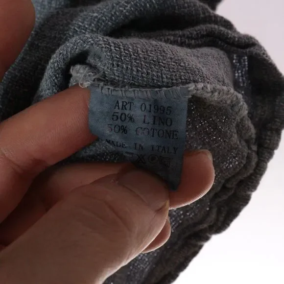 Meo Meli Blouse Top Linen Scoop Neck Italy Gray Boho Dolman Short Sleeve - Picture 7 of 9